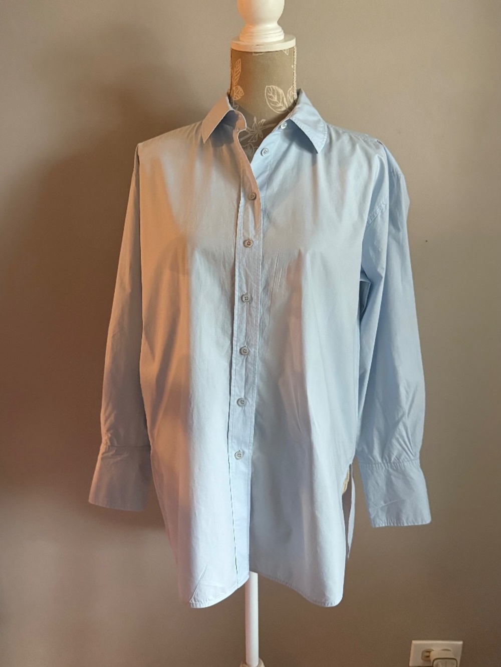 FRAME The Exaggerated Shirt XS Light Blue Organic Cotton Oversized Button Down